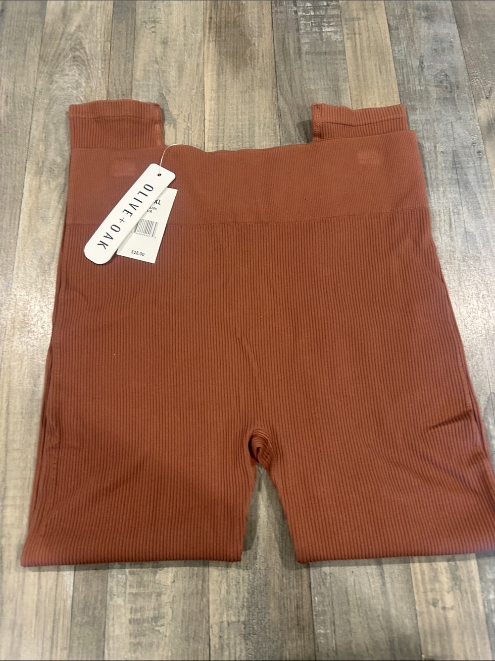 Olive & Oak Kids Ribbed Bike Shorts - Rust Brown